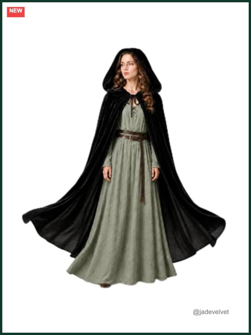 Women's Witch Cape Long Velvet Costume Robe with Hood Cosplay